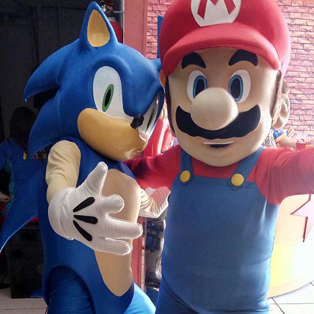 FANTASIA REALISTA PERSONAGEM VIVO - MASCOTE FESTA VENDA SONIC